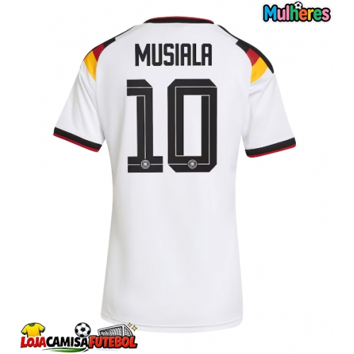 Camisa de Futebol Alemanha Jamal Musiala #10 Equipamento Principal Mulheres Mundo 2026 Manga Curta